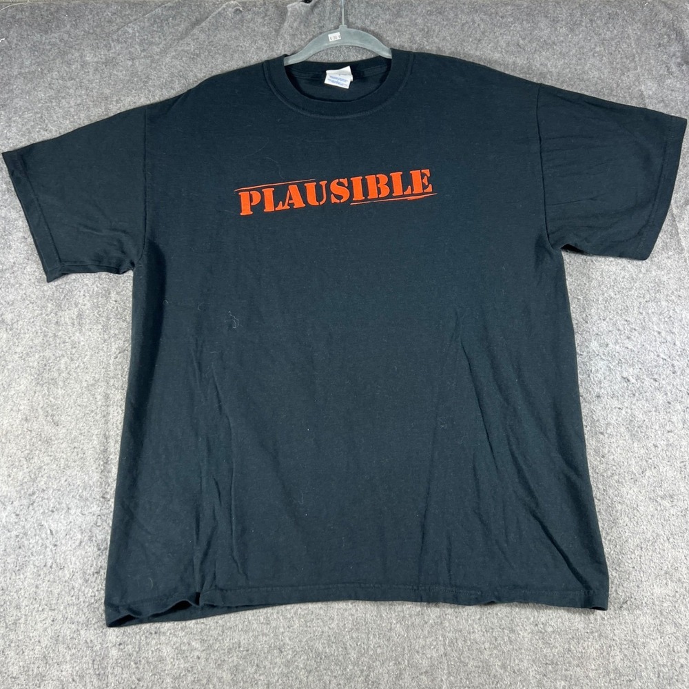 Vintage Y2K MythBusters Plausible T Shirt Womens Large Black Promo Discovery Tee